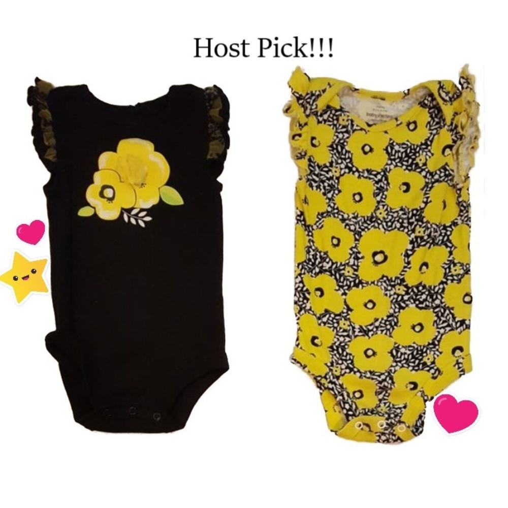 ❤💥12 months Black and Yellow Floral Onesies